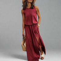 Wolff | Elegantes Maxi-Kleid für Damen – Weinrot