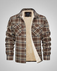 Julian | Herren Gefütterte Karierte Overshirt Jacke – Khaki