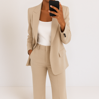 Melanie™ – Zweiteiliges Power-Set für moderne Frauen – Beige