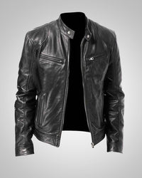 Ralf | Herren Leder-Bikerjacke mit Reissverschluss – Schwarz