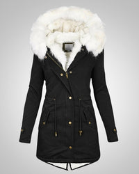 Nele | Damen Gefütterte Winter Parka Jacke – Schwarz