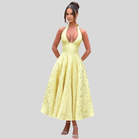Quenvira | Romantisches Midikleid – Gelb