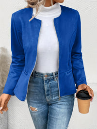 Leymirae | Braune Langarm Zip-Up Jacke – Blau