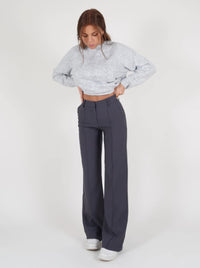 Damen Gerades Bein Chino Hose – Grau