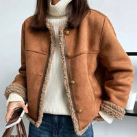 ROMY - WARME JACKE AUS LAMMFELL – Khaki