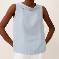 Serenity | Rollkragen Ärmellos Top – Blau