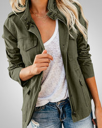Adeline | Damen Lässiger Herbstjacke mit Taschen – Grün