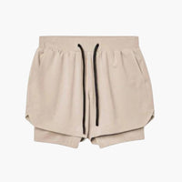Herren Fitness Shorts mit Innenshorts für Sommertraining – Khaki