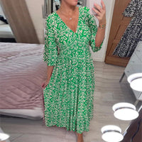 Mhara | Chic Kleid mit ausgestellten Ärmeln – Grün