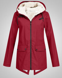 Melanie | Damen Gefütterte Reißverschluss Regenjacke – Rot