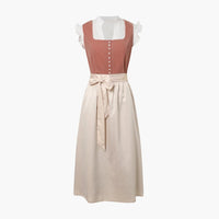 Midi Dirndl kleid mit Schürze für Damen - Oktoberfest 2025 – Backsteinrot