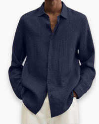Herren Elegante Freizeit Hemd | Lange Ärmel – Marine Blau