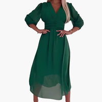 Leichtes Chiffonkleid - Luftiges Damen Sommerkleid elegant – Grün