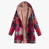 Damen jacke mit Kapuze und bedruckter Oberfläche – Rot 1