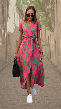 Aubrey | Statement Floral Wrap Maxi Dress – Rosa