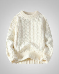 Julian | Herren Casual Winter Zopfstrickpullover – Weiß