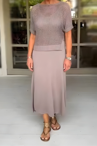 Lieke™ | Sommerkleid mit Gestricktem Oberteil – Aprikose