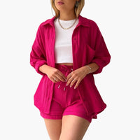 Musselin Zweiteiler für Damen - Leichtes Co-ord Set für den Sommer – Rosa