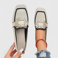 Doris | Damen Loafer Kristallschnalle Slip-On Glamour Elegant Modern – Beige