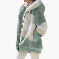 Damen jacke mit Kapuze und Reißverschluss – Grün