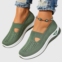 Frieda | Damen Strick Sneaker Slip-On Atmungsaktiv Leicht Komfort Alltag – Grün