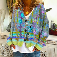 Melanie | Damen Gestrickter Strickjacken-Pullover – Grün