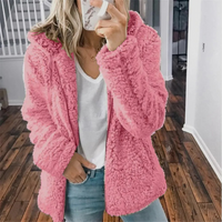 Kosara | Plüschjacke mit Kapuze und Reißverschluss, Fleeceweste – Roze