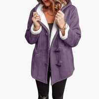 Damen jacke mit Kapuze und Knebelverschluss – Lila