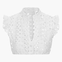 Broderie Anglaise Dirndlbluse für Damen - Oktoberfest 2025 – Weiß
