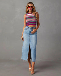Heidi-Mode | Denim Maxi Rock mit Schlitz Vorne – hellblau