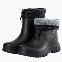 Herren Stiefel mit Futter und Kordelzugverschluss – Schwarz