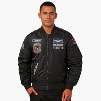 Herren Piloten Bomberjacke mit geripptem Saum – Schwarz
