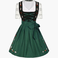 Besticktes Dirndl kleid mit Schürze für Damen - Oktoberfest 2025 – Grün