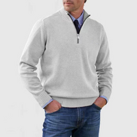 Herrenpullover mit halbem Reißverschluss – Weiß
