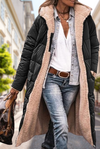 Sophie | Damen Gepolsterte Kapuze Herbstjacke – Schwarz