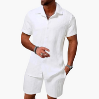 Vintage Polo-Shorts-Set für Herren - Sommerliches Outfit – Weiß