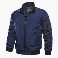 Herren Bomberjacke mit Stehkragen und Frontreißverschluss – Blau