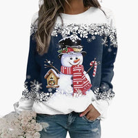 Denise - Schneemann Weihnachts-Pullover – Dunkelblau