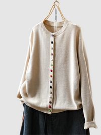Grace | Gestrickter Knopf-Cardigan – Beige