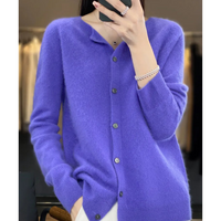 Miriam | Damen Bequem Woll Strickjacke – Blau