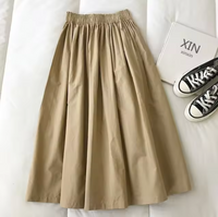 Martina – Weiter Rock mit hoher Taille – Khaki