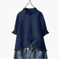 Elegante Bluse Damen - V-Ausschnitt & Langarm-Design – Marine