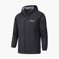 Herren Regenjacke mit Kapuze und Reißverschluss – Schwarz
