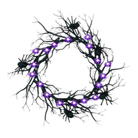SpiderSpook LED Halloweenkranz – Vampir‑ & Spinnen‑Dekoration für Türen & Fenster – Lila Fledermaus