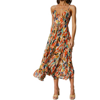 Monika | Buntes Kleid – Orangerot