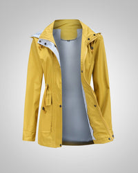 Anneliese | Damen Kapuze Kordelzug Regenjacke – Gelb