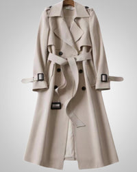 Sandra | Damen Klassischer Bindegürtel Trenchcoat – Beige