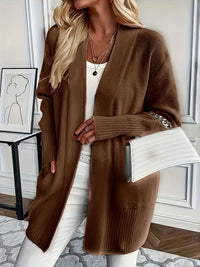 Litaronie | Entspannter Langarmpullover mit praktischer Tasche – Kaffee