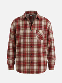 Simon | Herren Kariertes Heritage Flanell Hemd – Rot