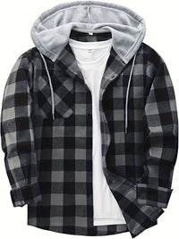 Florian | Kariertes Hoodie-Hemd – Grau